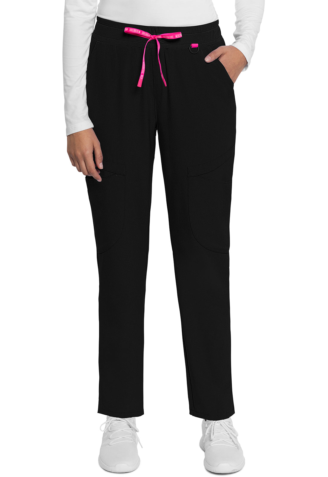 Women's Mid Rise Drawstring Tapered Leg Pant - Black